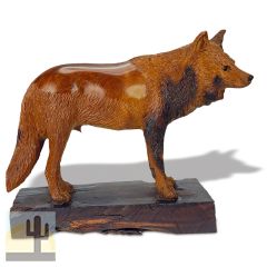 172150 - 10in Long Detailed Wolf on Base Ironwood Carving