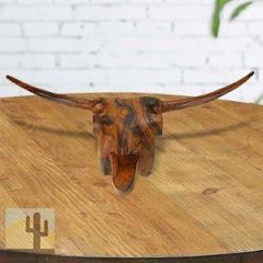 172200 - 6in Wide Steer Skull Hand-Carved in Ironwood