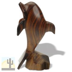 172231 - 12in Tall Dolphin on Stand Hand-Carved in Ironwood