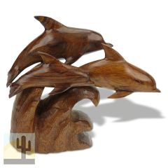 172232 - 5in Long Dolphin Family Hand-Carved in Ironwood