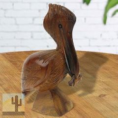 172239 - 6.5in Tall Pelican with Fish Ironwood Carving