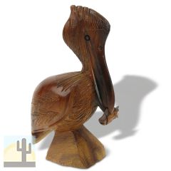 172241 - 12in Tall Pelican with Fish Ironwood Carving