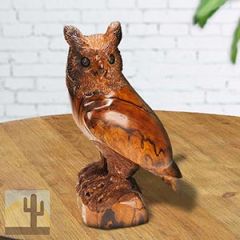 172611 - 6.5in Detailed Owl Perching Ironwood Carving - 1567