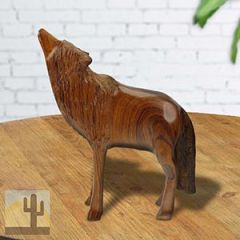 172802 - 5in Standing Howling Wolf Ironwood Carving - 1331