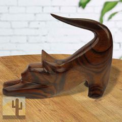 5in Long Cat Stretching Ironwood Carving - Modern Decor - 3301