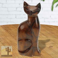 5in Tall Sitting Cat Ironwood Carving - Modern Decor - 3312