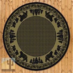 202396 - Low Pile Nylon Bear Family 8ft Round Area Rug in Green