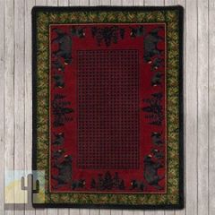 202402 - Low Pile Nylon Bear Family 4ft x 5ft Area Rug Red and Green