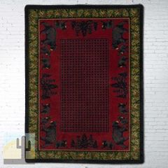 202403 - Low Pile Nylon Bear Family 5ft x 8ft Area Rug Red and Green