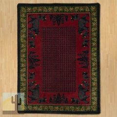 202404 - Low Pile Nylon Bear Family 8ft x 11ft Rug Red and Green