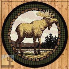 202526 - Low Pile Nylon Majestic Moose 8ft Round Area Rug