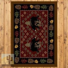202551 - Low Pile Nylon Patchwork Bear 3ft x 4ft Area Rug in Red