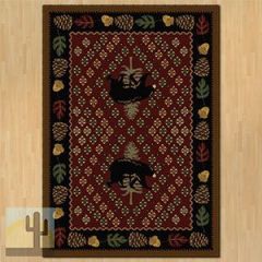 202554 - Low Pile Nylon Patchwork Bear 8ft x 11ft Area Rug in Red