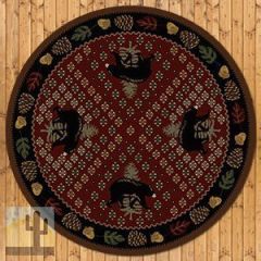 202556 - Low Pile Nylon Patchwork Bear 8ft Round Area Rug in Red