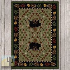 202562 - Low Pile Nylon Patchwork Bear 4ft x 5ft Area Rug in Green
