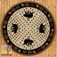 202576 - Low Pile Nylon Patchwork Bear 8ft Round Area Rug in Beige