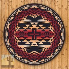 202866 - Low Pile Nylon Rustic Cross 8ft Round Area Rug in Red