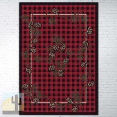 202883 - Low Pile Nylon Wooded Pines 5ft x 8ft Area Rug in Red