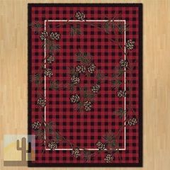 202884 - Low Pile Nylon Wooded Pines 8ft x 11ft Area Rug in Red