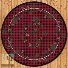 202886 - Low Pile Nylon Wooded Pines 8ft Round Area Rug in Red