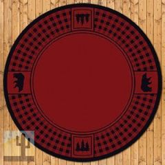202986 - Low Pile Nylon Bear Refuge 8ft Round Area Rug in Red