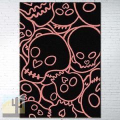 203063 - Low Pile Head Banger 5ft x 8ft Area Rug in Pink and Black