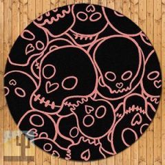 203066 - Low Pile Head Banger 8ft Round Area Rug in Pink and Black