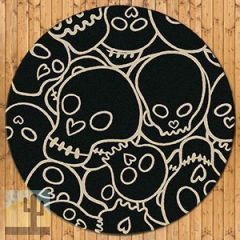 203076 - Low Pile Head Banger 8ft Round Area Rug in Black and White