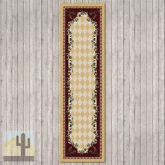 203105 - Low Pile Nylon High Country Rooster 2x8 Hall Runner in Gold