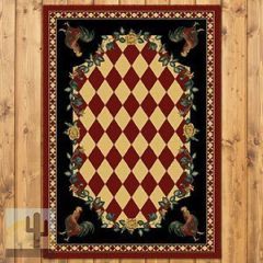 203111 - Low Pile High Country Rooster 3ft x 4ft Area Rug in Red