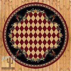 203116 - Low Pile High Country Rooster 8ft Round Area Rug in Red