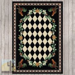 203122 - Low Pile High Country Rooster 4ft x 5ft Area Rug in Black