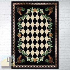 203123 - Low Pile High Country Rooster 5ft x 8ft Area Rug in Black