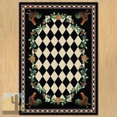 203124 - Low Pile High Country Rooster 8ft x 11ft Area Rug in Black
