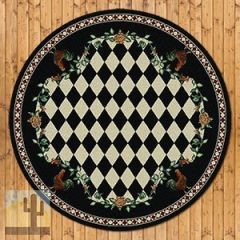 203126 - Low Pile High Country Rooster 8ft Round Area Rug in Black
