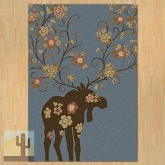203164 - Low Pile Nylon Moose Blossom 8ft x 11ft Area Rug in Blue