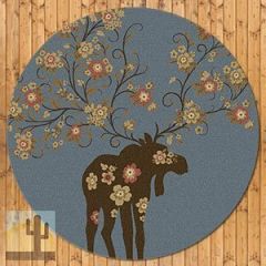 203166 - Low Pile Nylon Moose Blossom 8ft Round Area Rug in Blue