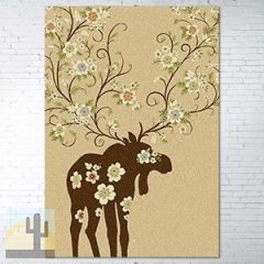 203183 - Low Pile Nylon Moose Blossom 5ft x 8ft Area Rug in Beige