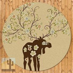 203186 - Low Pile Nylon Moose Blossom 8ft Round Area Rug in Beige