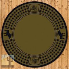 203206 - Low Pile Nylon Moose Refuge 8ft Round Area Rug in Green