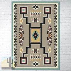203533 - Old Crow Turquoise 5ft x 8ft Low Pile Area Rug