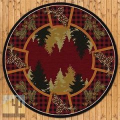 203726 - Plaid Woodsman Red 8ft Round Low Pile Area Rug
