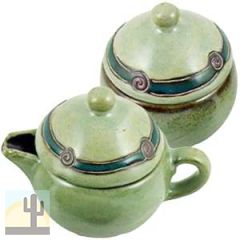 216098 - 564AG Mara Stoneware Cream and Sugar Bowl Set Antique Green