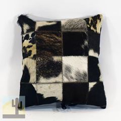 322026-1 - 12 x 12 Cowhide Pillow Patchwork Tri-color Spotted 322026-1