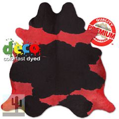 322520 - Colorfast Dyed Red on Black and White Premium Cowhide Rug