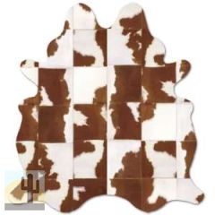 323187 - Custom Patchwork Cowhide Rug Cow Shaped Brown White 323187
