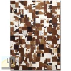 323209 - Custom Patchwork Cowhide Area Rug Mosaic Brown White 323209