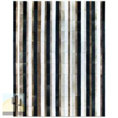 323232 - Custom Patchwork Cowhide Area Rug Stripes Tri-Color 323232