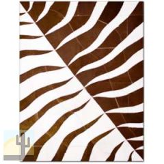 323247 - Custom Patchwork Cowhide Rug Stripes Brown and White 323247