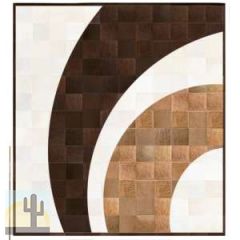 32370 - Custom Patchwork Cowhide Rug Browns and White 2 Arch 32370